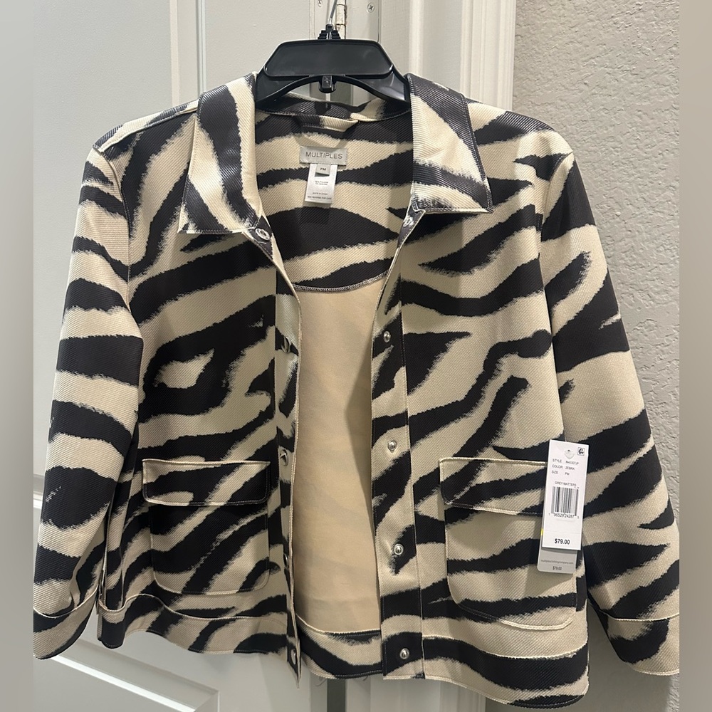 Multiples Medium -vegan leather /knit jacket